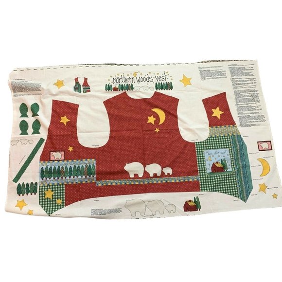 Northern Woods Vest Fabric Panel Sewing Pattern New Cut & Sew One Size Barn Farm - Picture 11 of 11
